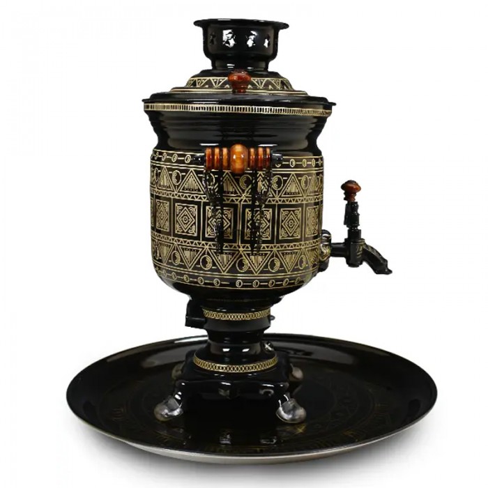 Электрический самовар с автоотключением 3 л «Банка» в наборе с росписью «Чукотка»