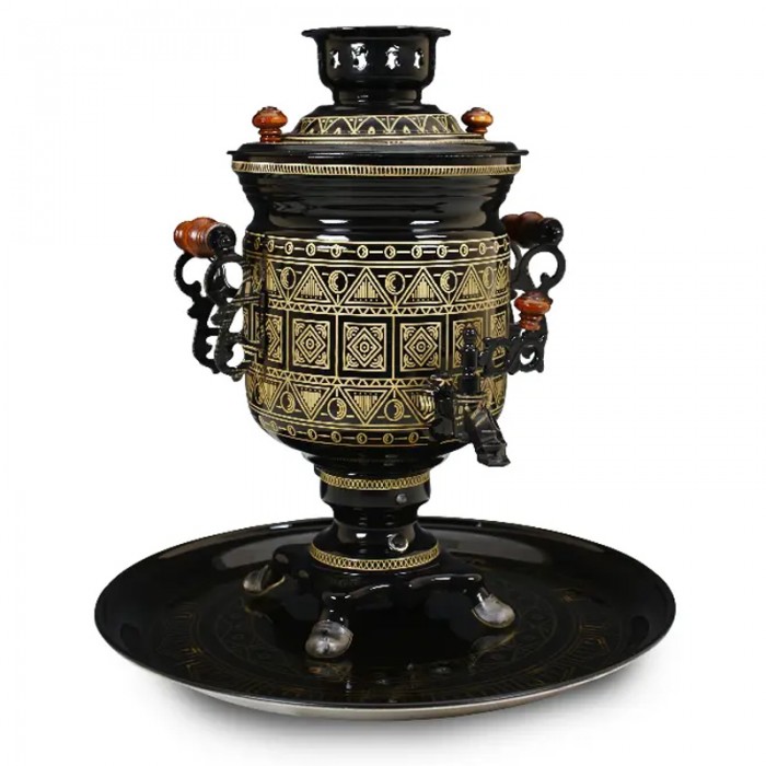 Электрический самовар с автоотключением 3 л «Банка» в наборе с росписью «Чукотка»