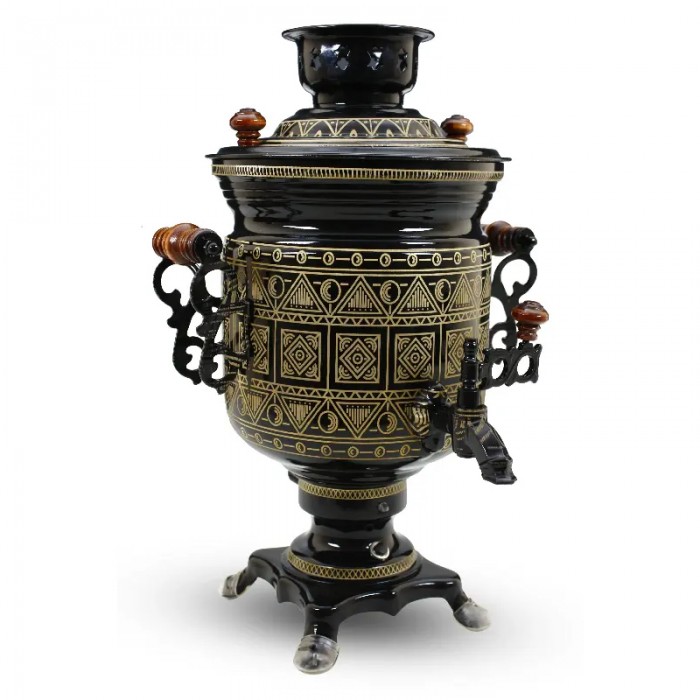 Электрический самовар с автоотключением 3 л «Банка» в наборе с росписью «Чукотка»