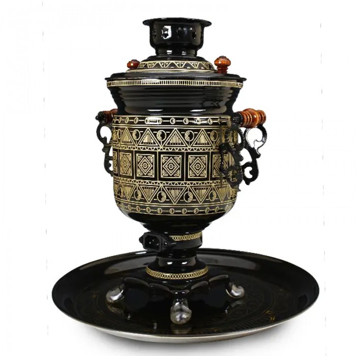 Электрический самовар с автоотключением 3 л «Банка» в наборе с росписью «Чукотка»