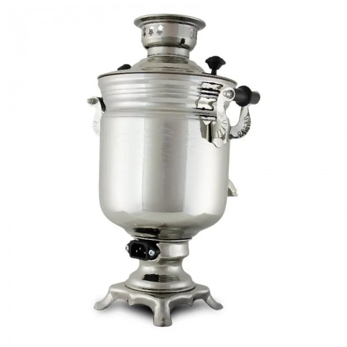 Электрический самовар с автоотключением 3 л «Банка» никелированный