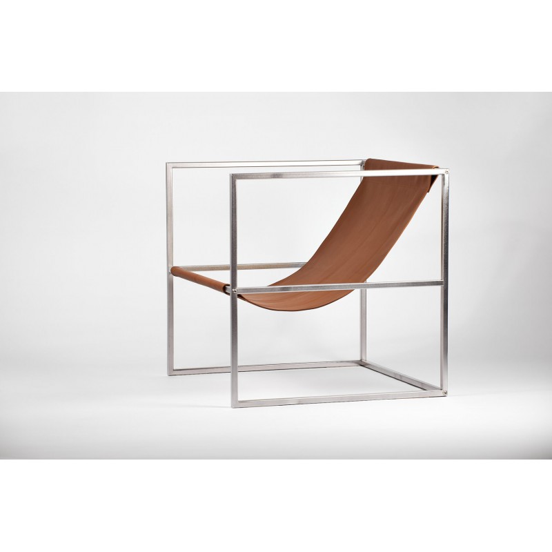 Кресло Up!Flame Tess Lounge Chair Premium stainless/natural leather