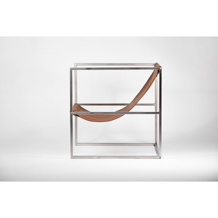 Кресло Up!Flame Tess Lounge Chair Premium stainless/natural leather