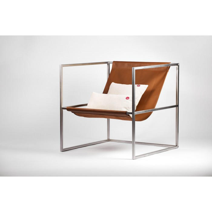 Кресло Up!Flame Tess Lounge Chair Premium stainless/natural leather