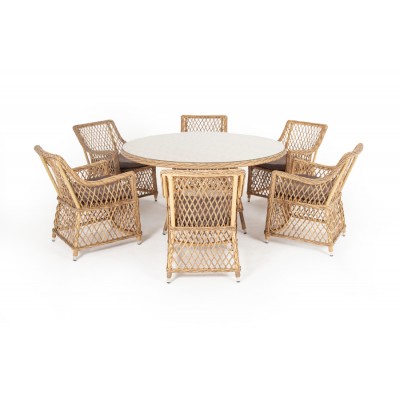 "Эспрессо–150 L" обеденная группа плетеная, цвет соломенный