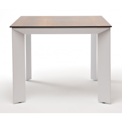 "Венето" обеденный стол из HPL 90х90см, цвет "дуб", каркас белый