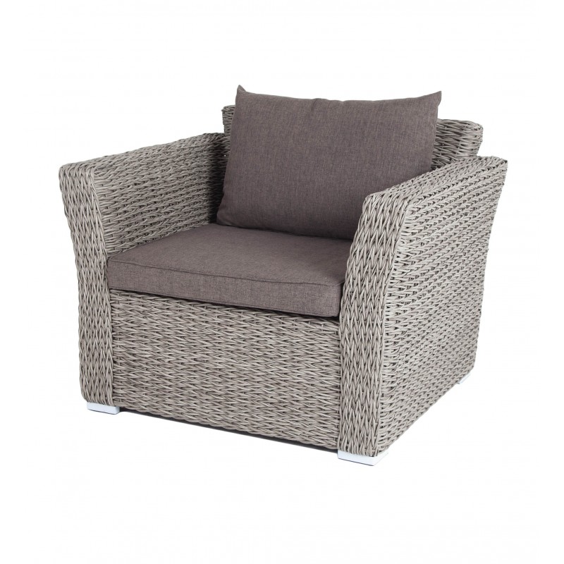 "Капучино" кресло из искусственного ротанга (гиацинт), цвет серый