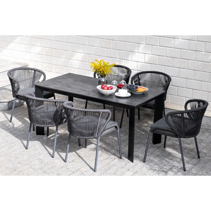 "Венето" обеденный стол из HPL 160х80см, цвет "серый гранит", каркас черный