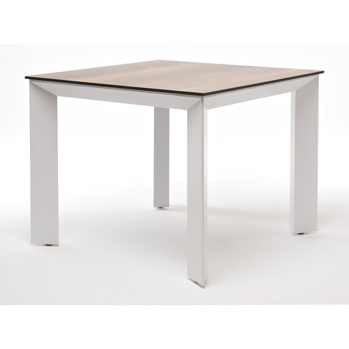 "Венето" обеденный стол из HPL 90х90см, цвет "дуб", каркас белый