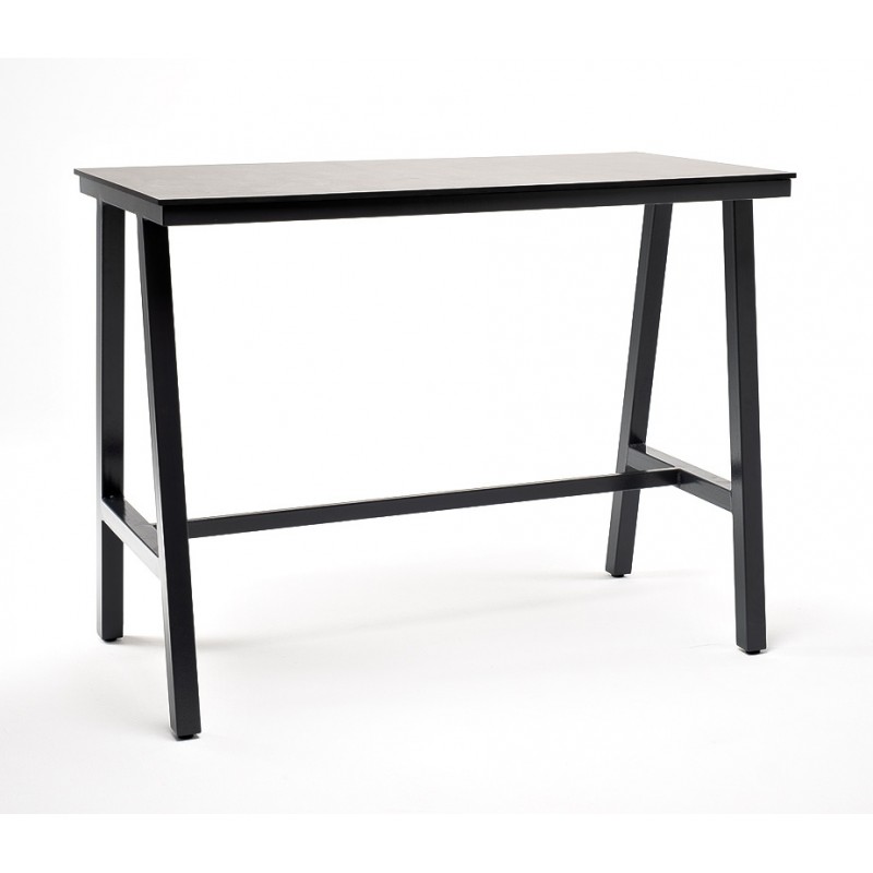 "Рио" стол барный из HPL 140х70см, H110, цвет столешницы "серый гранит"