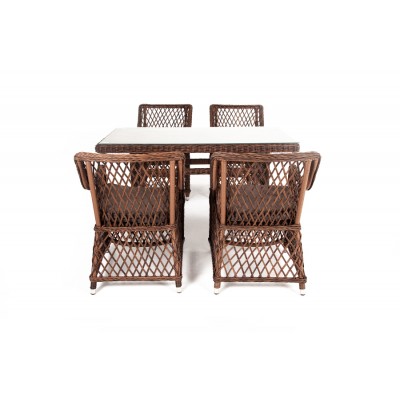 "Латте–140 L" обеденная группа плетеная, цвет коричневый