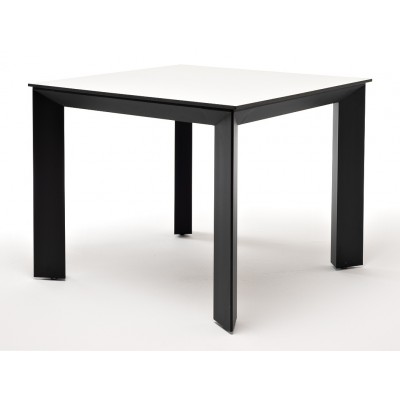 "Венето" обеденный стол из HPL 90х90см, цвет молочный, каркас черный