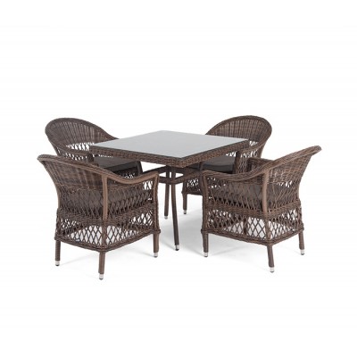 "Сицилия" обеденная группа плетеная, цвет коричневый