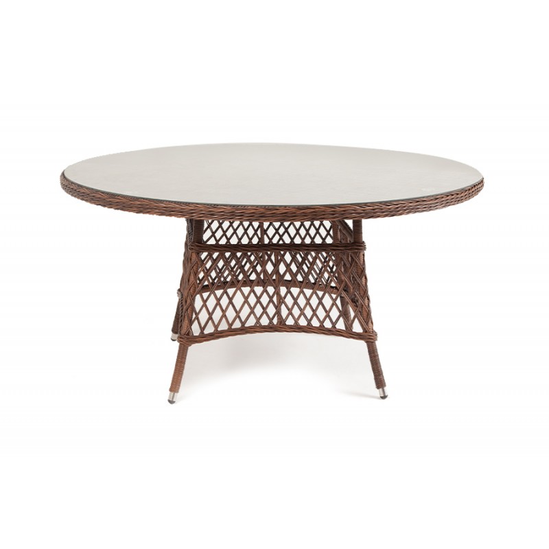 "Эспрессо" плетеный круглый стол, диаметр 150 см, цвет коричневый