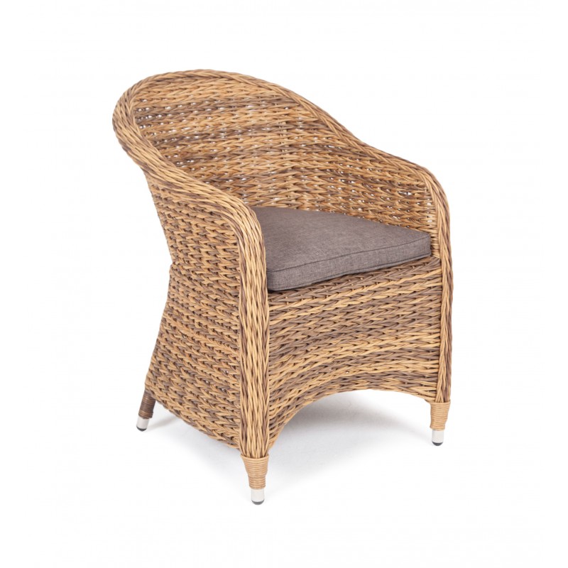 "Равенна" плетеное кресло из искусственного ротанга (гиацинт), цвет соломенный