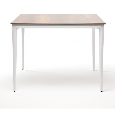 "Малага" обеденный стол из HPL 90х90см, цвет "дуб", каркас белый