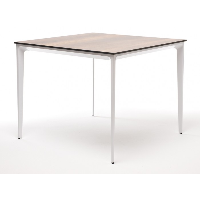 "Малага" обеденный стол из HPL 90х90см, цвет "дуб", каркас белый