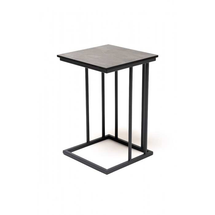 "Тулон" интерьерный стол из HPL квадратный 40х40, H60, цвет "серый гранит"
