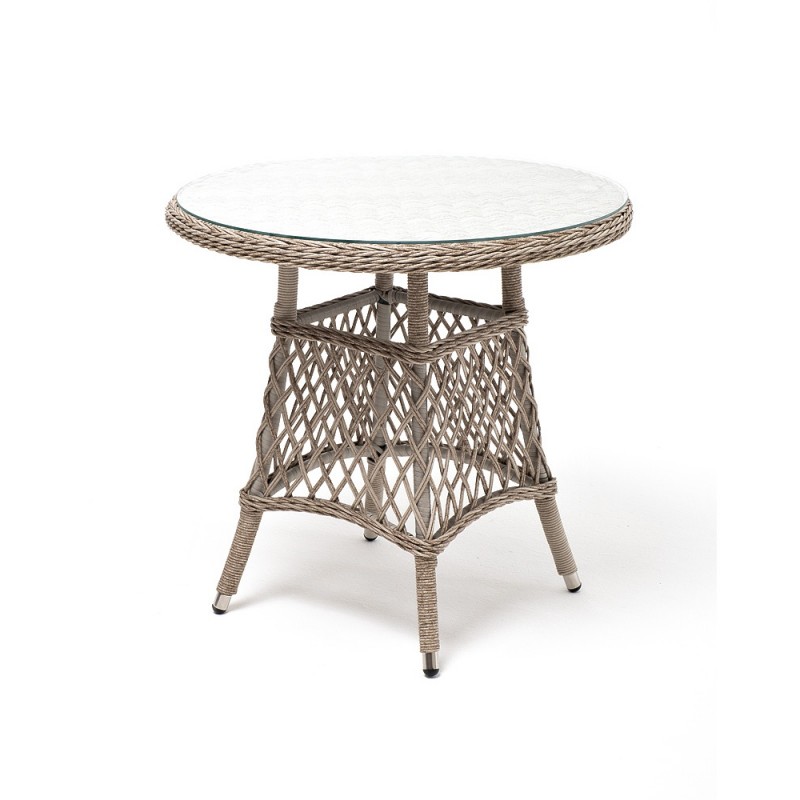 "Эспрессо" плетеный круглый стол, диаметр 80 см, цвет бежевый