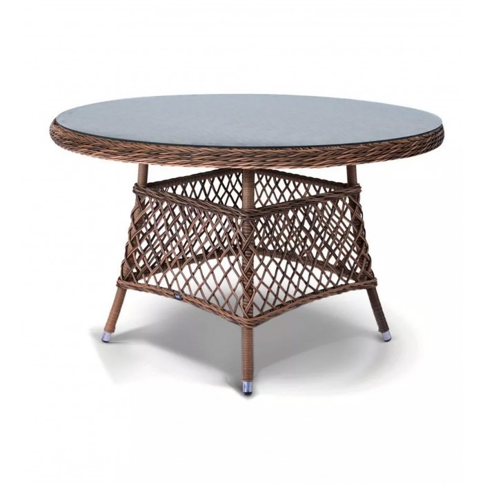 "Эспрессо" плетеный круглый стол, диаметр 118 см, цвет коричневый