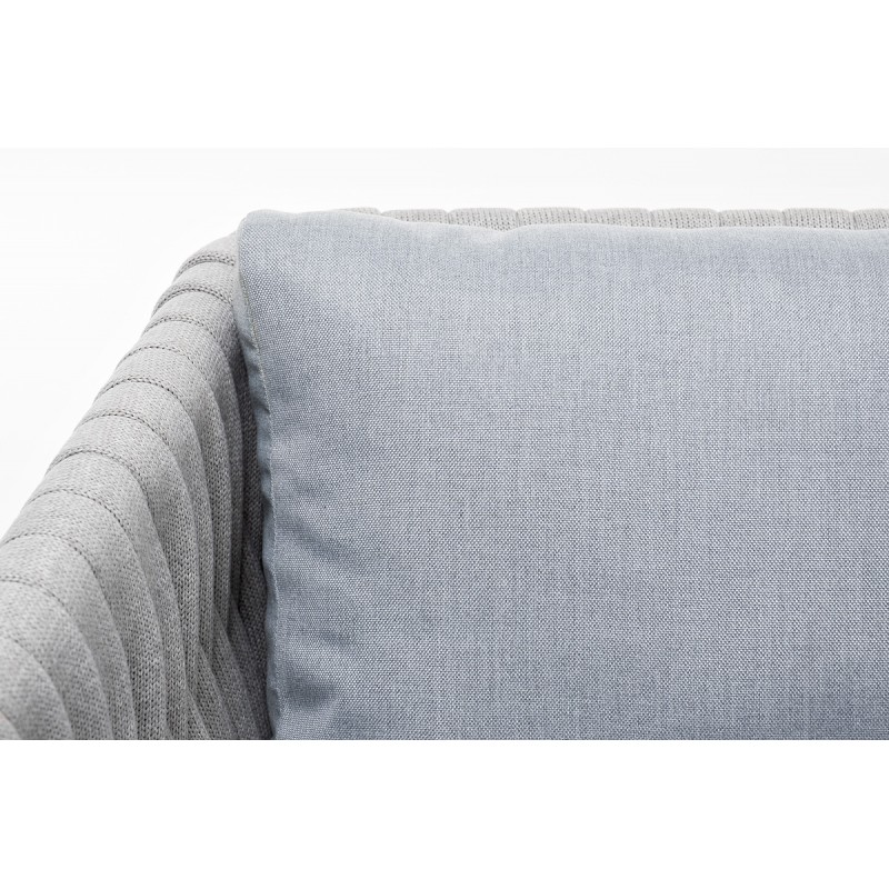 "Монако" кресло из роупа, каркас алюминий светло-серый, роуп светло-серый 40мм, ткань светло-серая