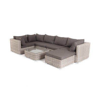 "Лунго" трансформирующаяся лаунж-зона из искусственного ротанга, цвет бежевый