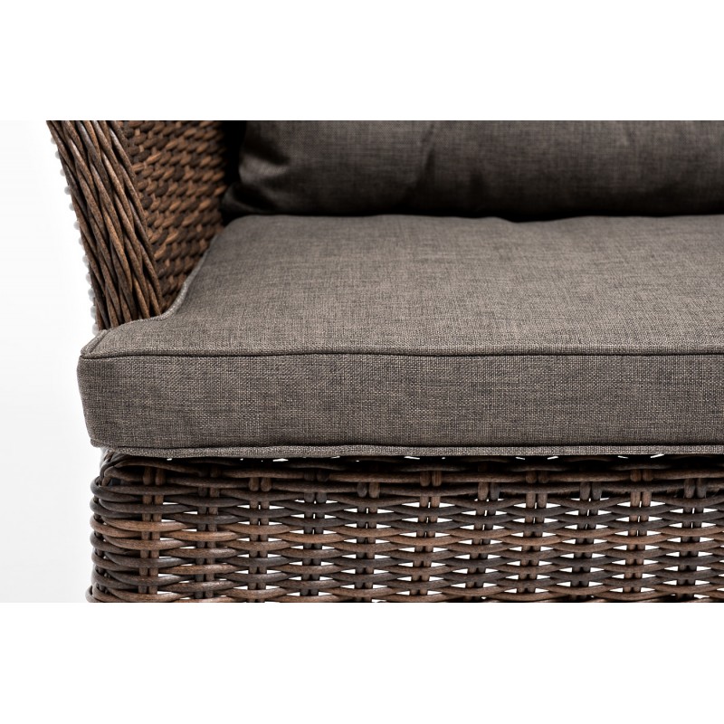 "Алиса" кресло плетеное, цвет коричневый с подушками