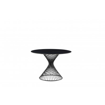 "Луна" стол интерьерный круглый обеденный из керамики, цвет черный матовый