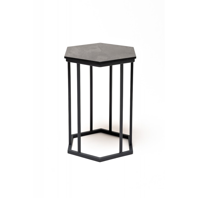 "Женева" интерьерный стол из HPL шестиугольный, D40, H55, цвет "серый гранит"