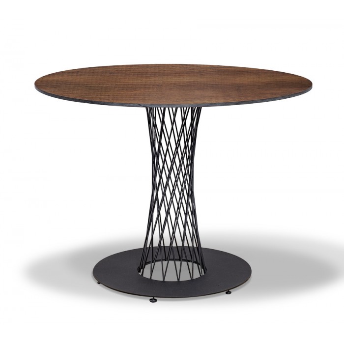 "Диего" обеденный стол из HPL круглый Ø100см, цвет "дуб", каркас черный