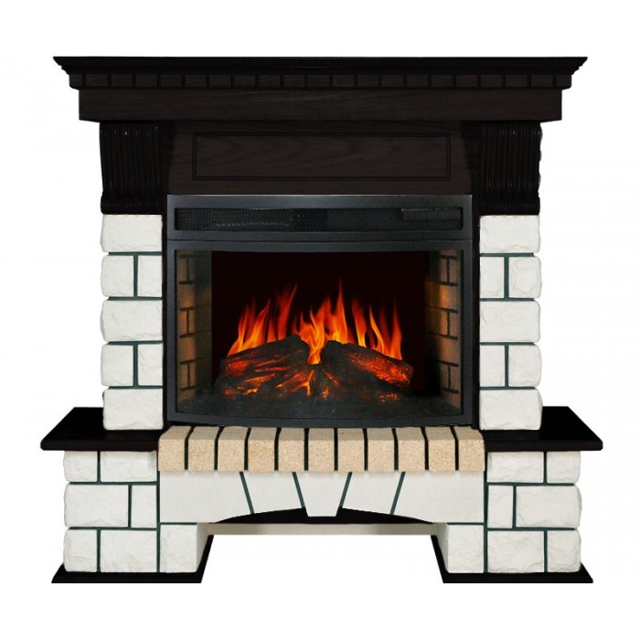 Каминокомплект Pierre Luxe - Белый / Венге с очагом Dioramic 25 LED FX