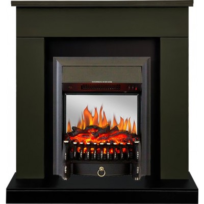 Каминокомплект Bergen (Разборный) - Темная олива (Ширина 860 мм) с очагом Fobos FX M Black