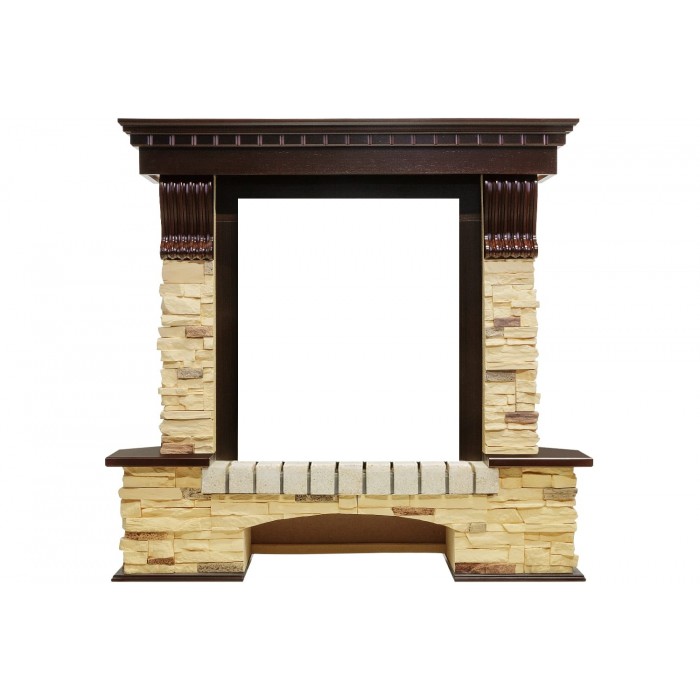 Каминокомплект Pierre Luxe угловой - Темный дуб / Сланец с очагом Aspen Black