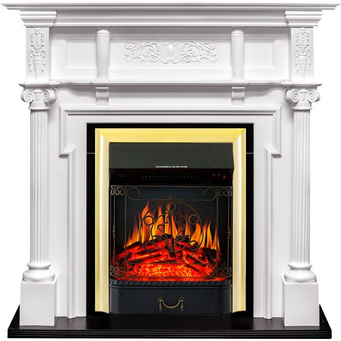 Каминокомплект Oxford - Белый с очагом Majestic FX Brass