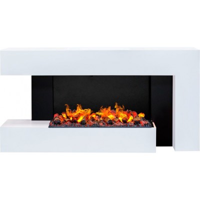 Каминокомплект Futuro - Белый с черным с очагом Cassette 1000 LOGSET DUAL (с дровами)