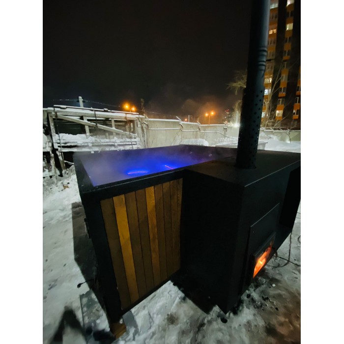 Фурако Ладога 1200*2000мм квадратная с интегрированной печью Elbrus Grill Термоясень