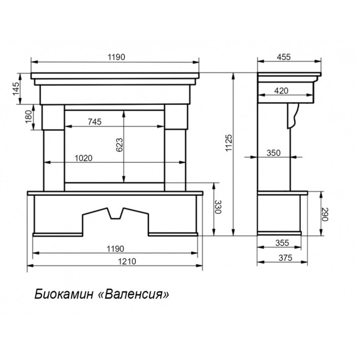 Биокамин ВАЛЕНСИЯ, темный дуб