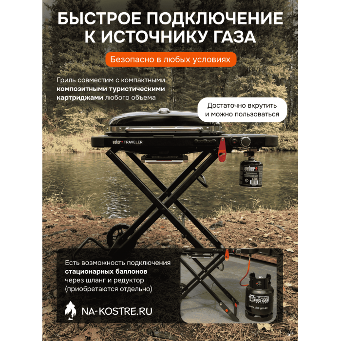 Газовый гриль Weber Traveler Stealth Edition 9013075
