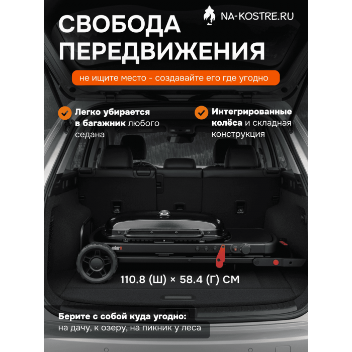 Газовый гриль Weber Traveler Stealth Edition 9013075