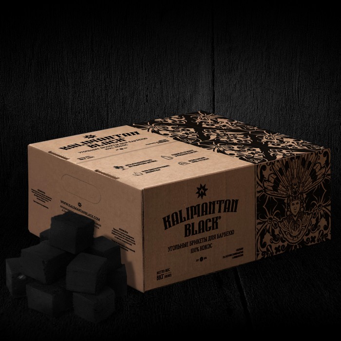 Кокосовый уголь для барбекю KALIMANTAN BLACK 8кг