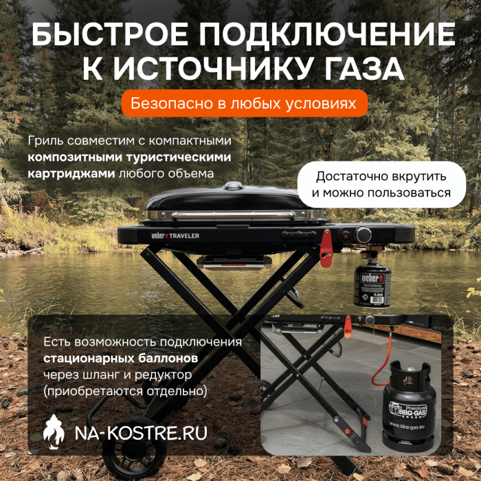 Газовый гриль Weber Traveler Stealth Edition 9013075