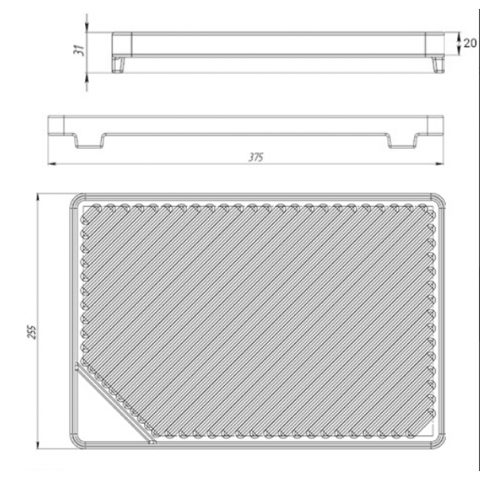 Плита чугунная для мангала "ГРИЛЬ" 255х375х20