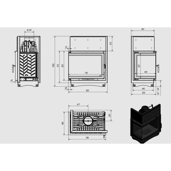 Каминная топка KRATKI AMELIA/L/BS/DECO