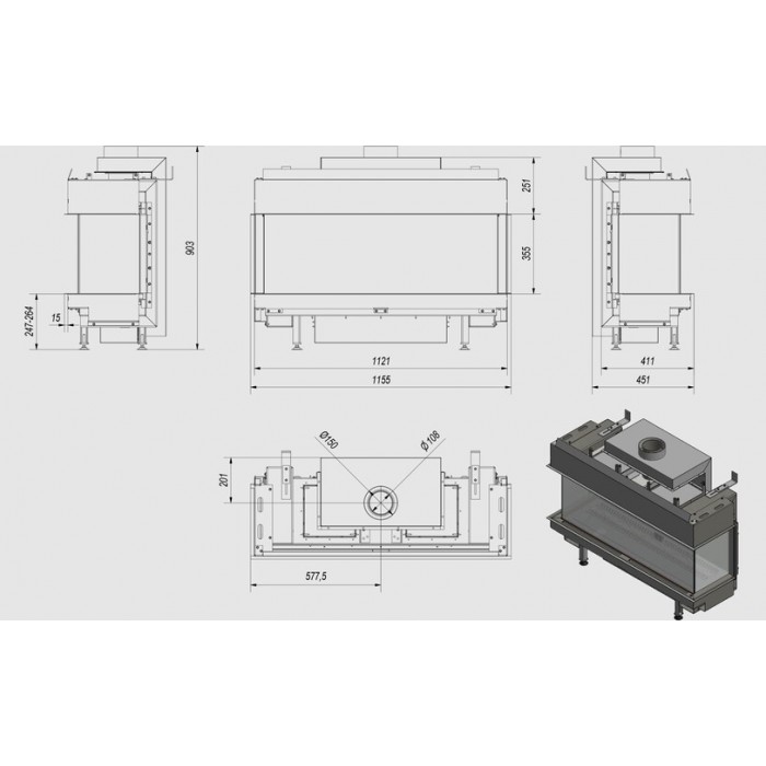 Газовая топка KRATKI LEO/LP/100/G31/37 MBAR (баллонный газ)