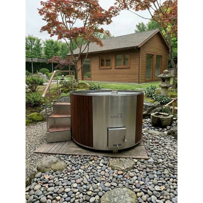 Фурако Байкал 2400мм круглая с интегрированной печью Elbrus Grill Термоясень