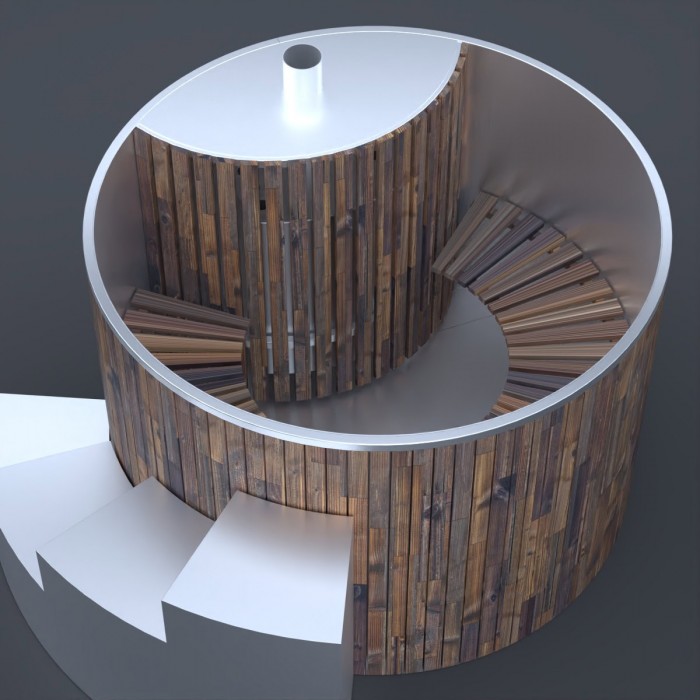 Фурако Байкал 2400мм круглая с интегрированной печью Elbrus Grill Термоясень