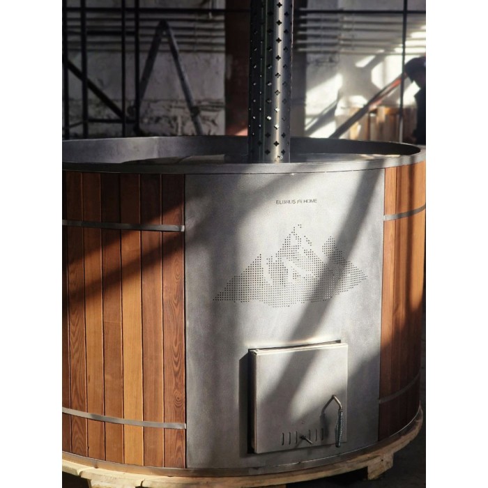 Фурако Байкал 2400мм круглая с интегрированной печью Elbrus Grill Термоясень