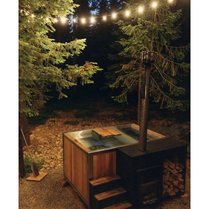 Фурако Ладога 2000*2000мм квадратная с интегрированной печью Elbrus Grill Термоясень