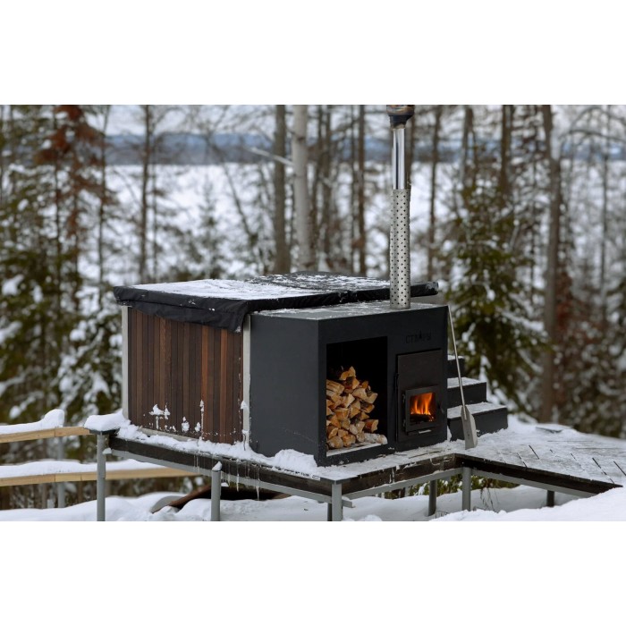 Фурако Ладога 2000*2000мм квадратная с интегрированной печью Elbrus Grill Термоясень