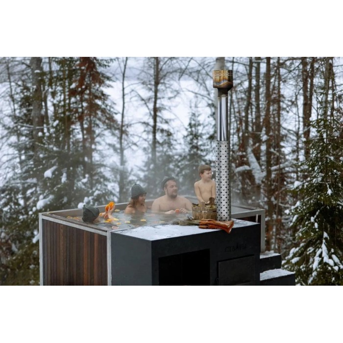 Фурако Ладога 2000*2000мм квадратная с интегрированной печью Elbrus Grill Термоясень